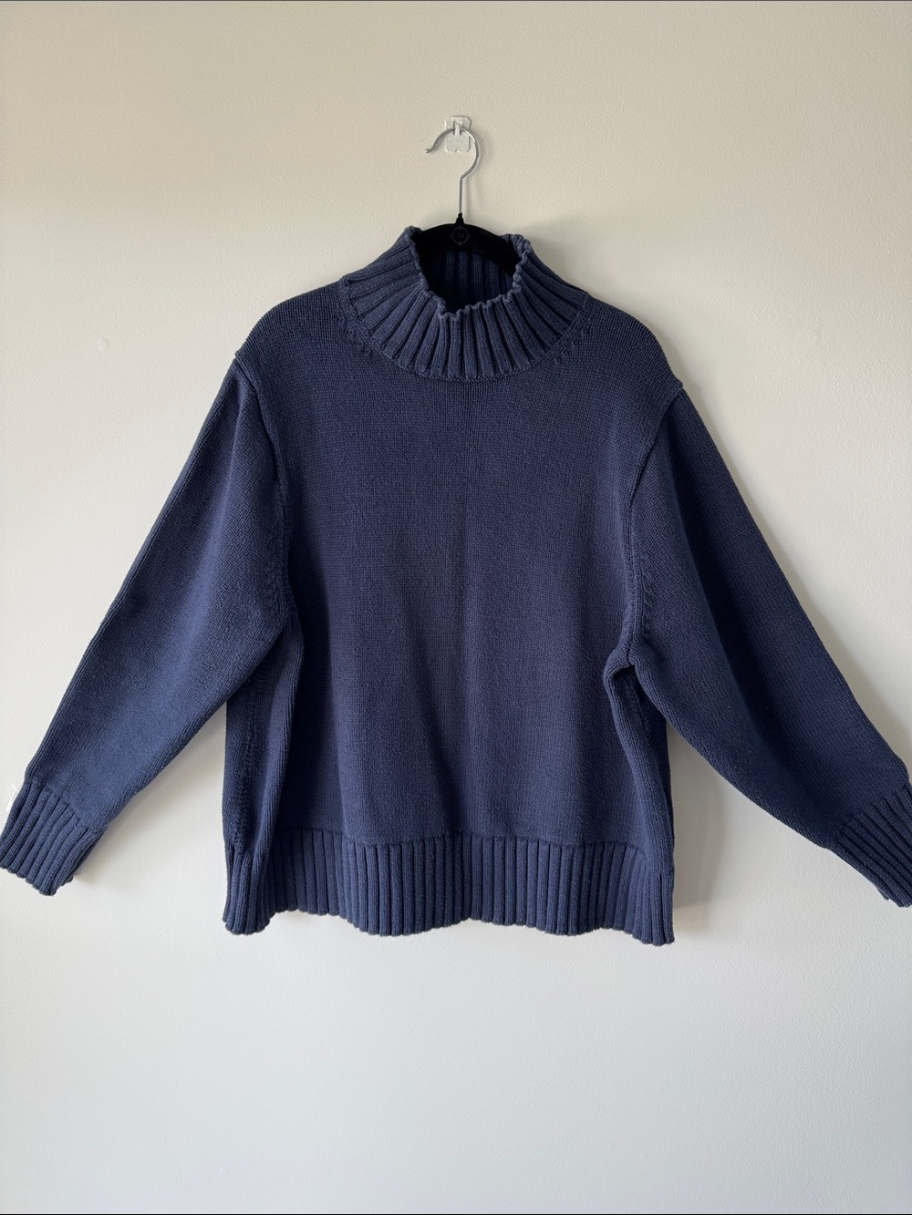 J. Crew Navy Blue Ribbed Mock Neck Sweater